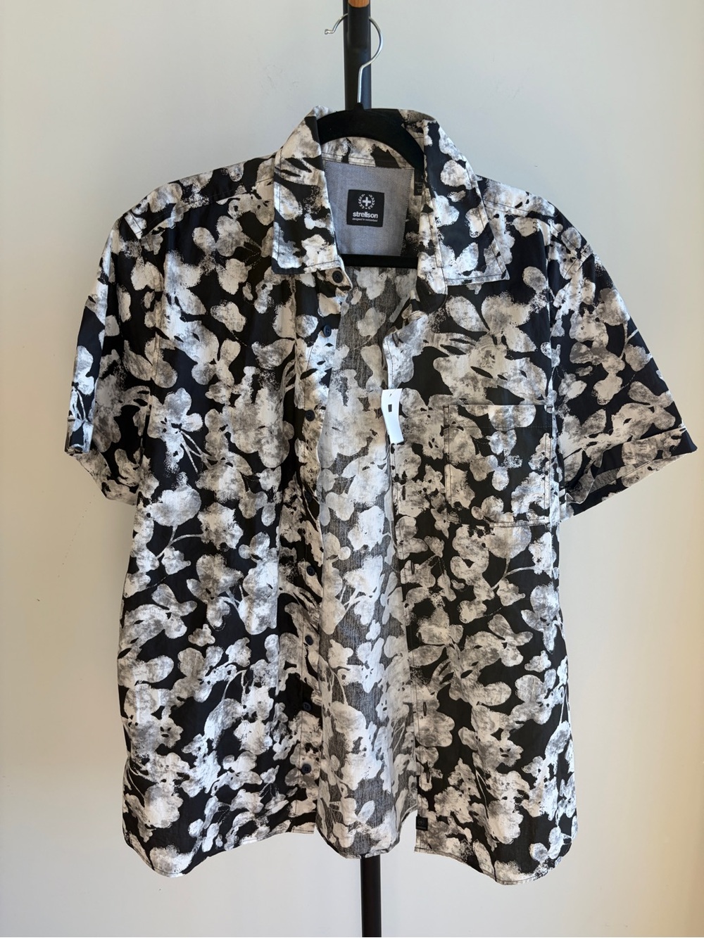 Strellson Black & White Floral Short-Sleeve Shirt New